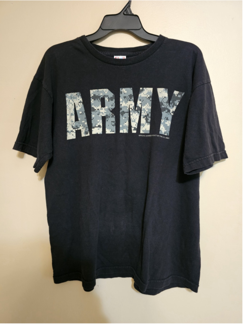 Bayside Vintage USA Army T-Shirt Men's Large Black Made in America Independence